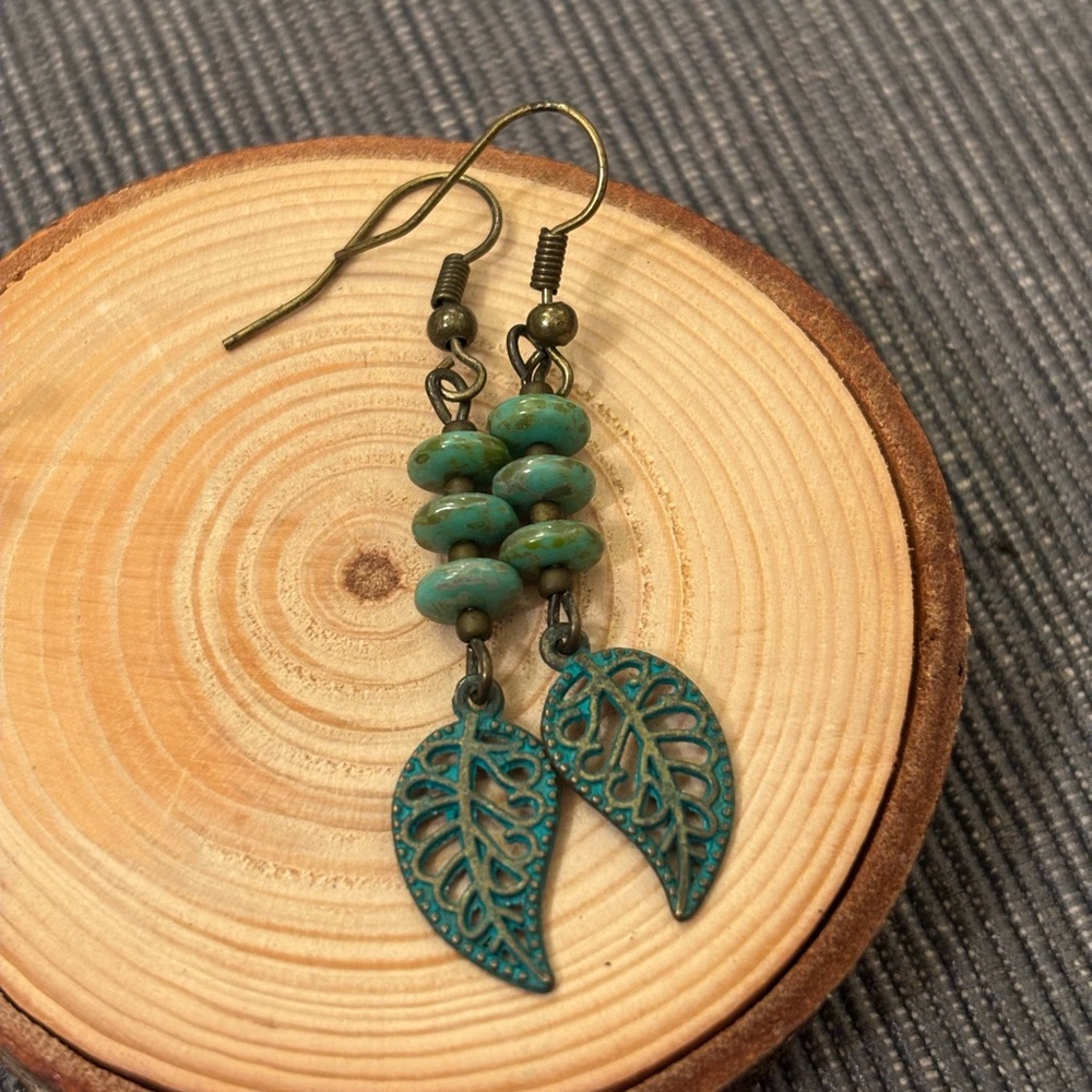 Turquoise Leaf Dangle Earrings